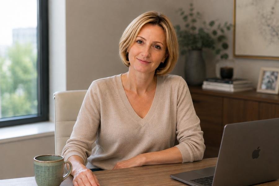 Oksana Djevorsky, CPA, founder of Vorsky Advisory Group, at her desk